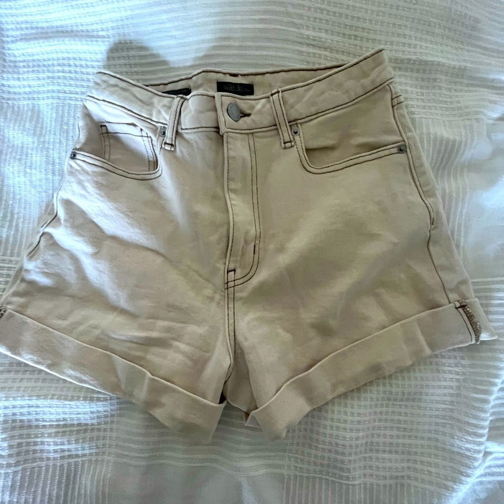 Cream jean shorts